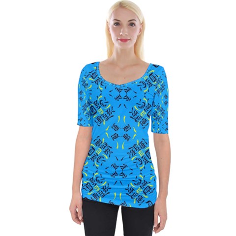 Abstract Pattern Geometric Backgrounds   Wide Neckline Tee by Eskimos