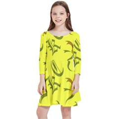 Abstract Pattern Geometric Backgrounds   Kids  Quarter Sleeve Skater Dress by Eskimos