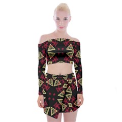 Abstract Pattern Geometric Backgrounds   Off Shoulder Top With Mini Skirt Set by Eskimos