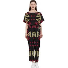 Abstract Pattern Geometric Backgrounds   Batwing Lightweight Chiffon Jumpsuit by Eskimos