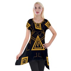 Abstract Pattern Geometric Backgrounds   Short Sleeve Side Drop Tunic by Eskimos