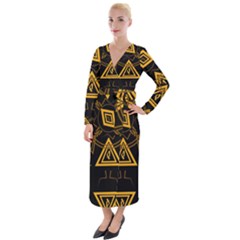 Abstract Pattern Geometric Backgrounds   Velvet Maxi Wrap Dress
