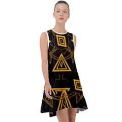 Abstract Pattern Geometric Backgrounds   Frill Swing Dress by Eskimos