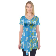 Abstract Pattern Geometric Backgrounds   Short Sleeve Tunic  by Eskimos