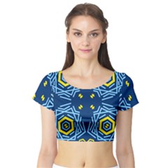 Abstract Pattern Geometric Backgrounds   Short Sleeve Crop Top by Eskimos