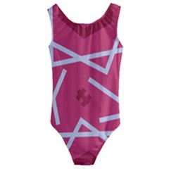 Abstract Pattern Geometric Backgrounds   Kids  Cut-out Back One Piece Swimsuit by Eskimos