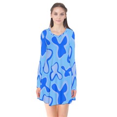 Abstract Pattern Geometric Backgrounds   Long Sleeve V-neck Flare Dress by Eskimos