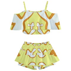 Abstract Pattern Geometric Backgrounds   Kids  Off Shoulder Skirt Bikini by Eskimos