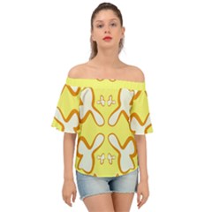 Abstract Pattern Geometric Backgrounds   Off Shoulder Short Sleeve Top by Eskimos