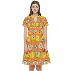 Minionspattern Short Sleeve Waist Detail Dress by Sparkle