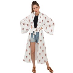 Weird Fantasy Bird Drawing Motif Pattern Maxi Kimono by dflcprintsclothing