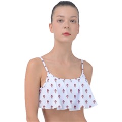 Weird Fantasy Bird Drawing Motif Pattern Frill Bikini Top by dflcprintsclothing