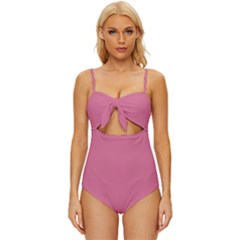 Pale Violet Red Knot Front One-piece Swimsuit