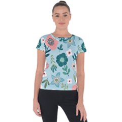 Flower Short Sleeve Sports Top  by zappwaits
