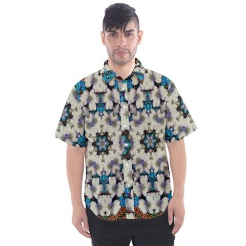 Paradise Flowers And Candle Light Men s Short Sleeve Shirt by pepitasart