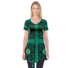 Abstract Pattern Geometric Backgrounds   Short Sleeve Tunic  by Eskimos