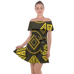 Abstract Pattern Geometric Backgrounds   Off Shoulder Velour Dress by Eskimos