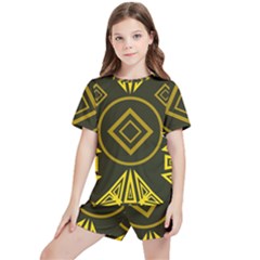 Abstract Pattern Geometric Backgrounds   Kids  Tee And Sports Shorts Set by Eskimos