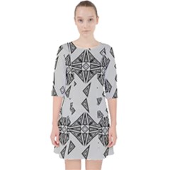 Abstract Pattern Geometric Backgrounds   Quarter Sleeve Pocket Dress by Eskimos