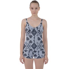Abstract Pattern Geometric Backgrounds   Tie Front Two Piece Tankini by Eskimos