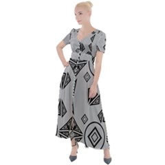 Abstract Pattern Geometric Backgrounds   Button Up Short Sleeve Maxi Dress by Eskimos