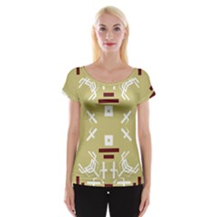 Abstract Pattern Geometric Backgrounds   Cap Sleeve Top by Eskimos