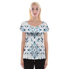 Abstract Pattern Geometric Backgrounds   Cap Sleeve Top by Eskimos