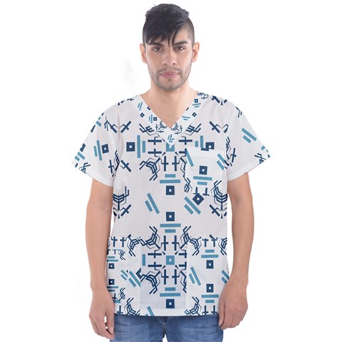 Abstract Pattern Geometric Backgrounds   Men s V-neck Scrub Top by Eskimos