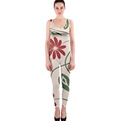  Folk Flowers Floral Art Print Flowers Abstract Art  One Piece Catsuit by Eskimos