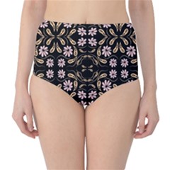 Folk Flowers Print Floral Pattern Ethnic Art Classic High-waist Bikini Bottoms by Eskimos