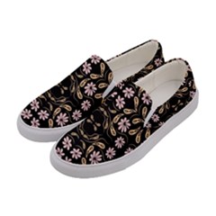 Folk Flowers Print Floral Pattern Ethnic Art Women s Canvas Slip Ons by Eskimos