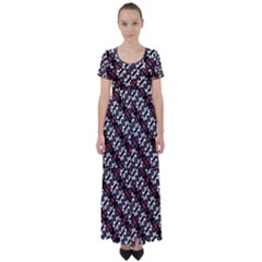 Linear Geometric Modern Pattern High Waist Short Sleeve Maxi Dress by dflcprintsclothing
