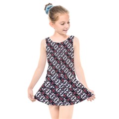 Linear Geometric Modern Pattern Kids  Skater Dress Swimsuit by dflcprintsclothing