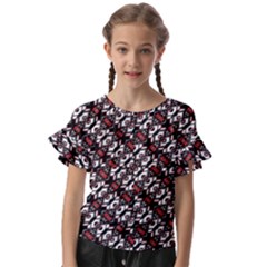 Linear Geometric Modern Pattern Kids  Cut Out Flutter Sleeves by dflcprintsclothing