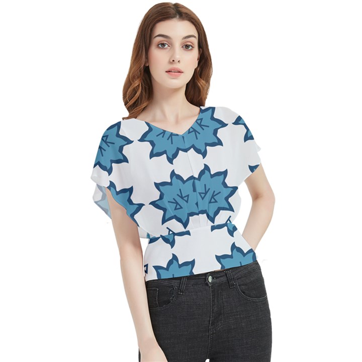 Abstract pattern geometric backgrounds   Butterfly Chiffon Blouse