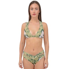 Abstract Pattern Geometric Backgrounds   Double Strap Halter Bikini Set by Eskimos