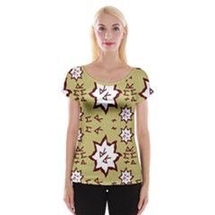 Abstract Pattern Geometric Backgrounds   Cap Sleeve Top by Eskimos