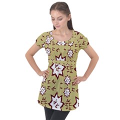 Abstract Pattern Geometric Backgrounds   Puff Sleeve Tunic Top by Eskimos