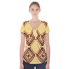 Abstract Pattern Geometric Backgrounds   Short Sleeve Front Detail Top by Eskimos