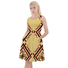 Abstract Pattern Geometric Backgrounds   Knee Length Skater Dress With Pockets by Eskimos