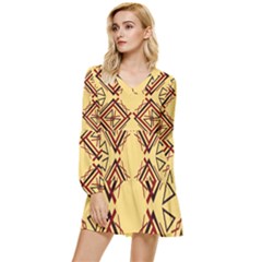 Abstract Pattern Geometric Backgrounds   Tiered Long Sleeve Mini Dress by Eskimos