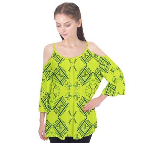 Abstract Pattern Geometric Backgrounds   Flutter Sleeve Tee  by Eskimos