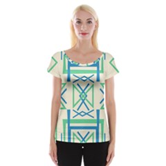 Abstract Pattern Geometric Backgrounds   Cap Sleeve Top by Eskimos