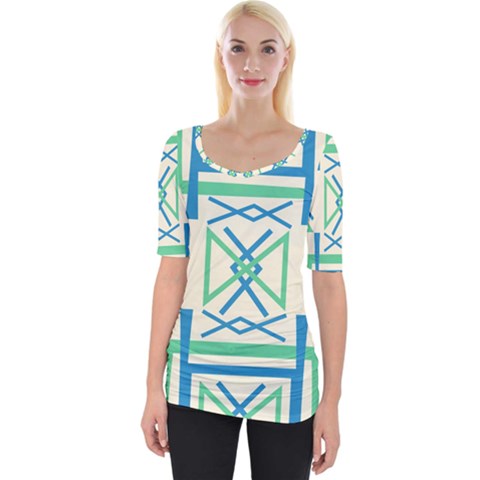 Abstract Pattern Geometric Backgrounds   Wide Neckline Tee by Eskimos