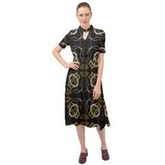 Abstract Pattern Geometric Backgrounds   Keyhole Neckline Chiffon Dress by Eskimos