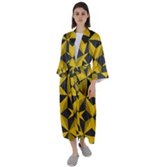 Abstract Pattern Geometric Backgrounds   Maxi Satin Kimono by Eskimos