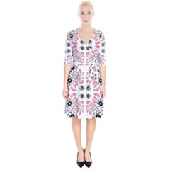 Folk Flowers Print Floral Pattern Ethnic Art Wrap Up Cocktail Dress by Eskimos