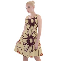 Folk Flowers Print Floral Pattern Ethnic Art Knee Length Skater Dress by Eskimos