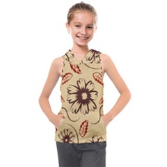 Folk Flowers Print Floral Pattern Ethnic Art Kids  Sleeveless Hoodie by Eskimos