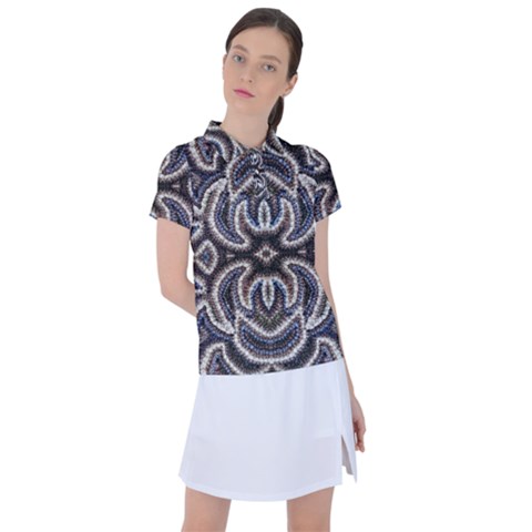Embroidered Patterns Women s Polo Tee by kaleidomarblingart